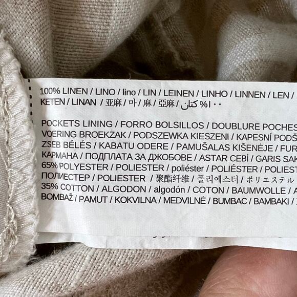 MNG Casual 100% Linen Striped Paperbag Shorts Cream Womens Small - Picture 5 of 6